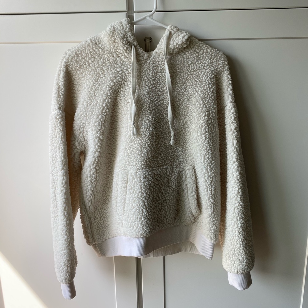 White sherpa hoodie